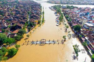 Aerial View of a Flooded Hoi An City, Vietnam