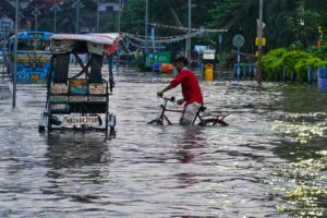 Flood on Street in Town